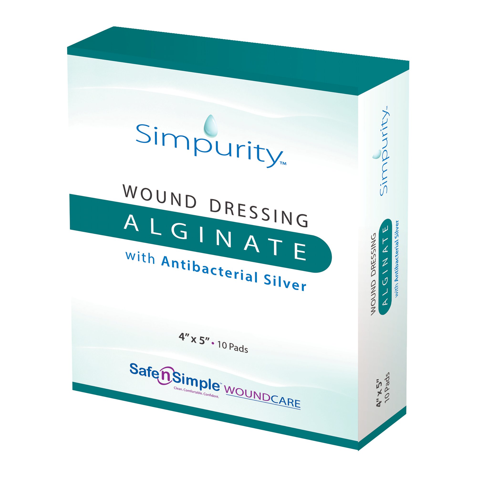 Simpurity Silver Calcium Alginate Dressing, 4 x 5 Inch MK 959347
