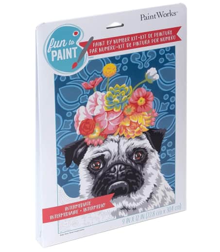 Floral Pug Paint-By-Number (Beginner)
