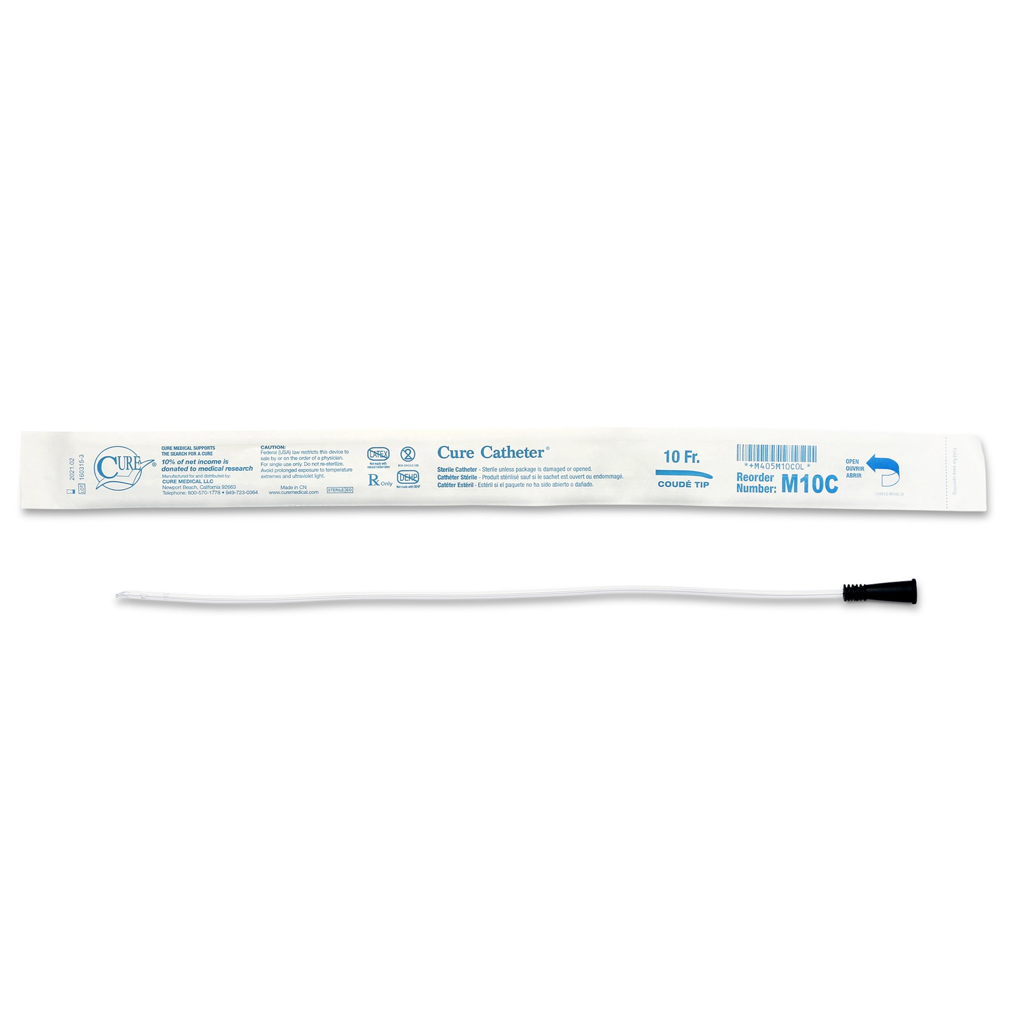 Cure Catheter Urethral Catheter, 10 Fr., Male, Coud MK 841283