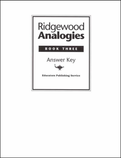Ridgewood Analogies Book 3 Answer Key