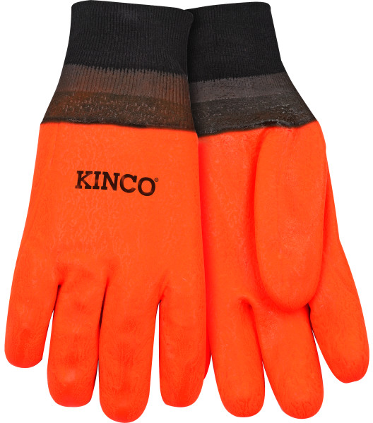 Lined Hi-Vis Orange Sandy Finish PVC with Knit Wrist