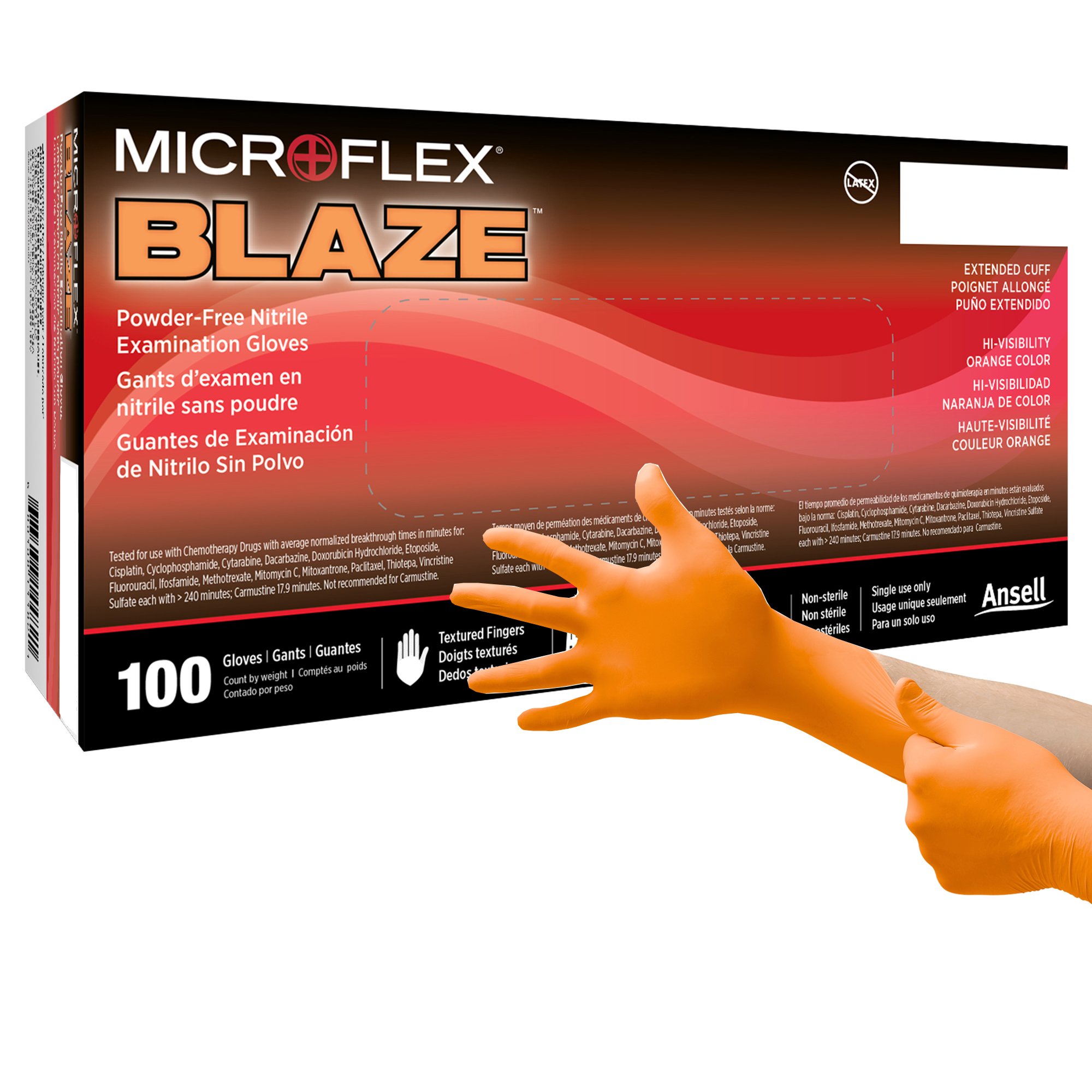 Microflex Blaze Nitrile Exam Glove, Small, Orange MK 1083382
