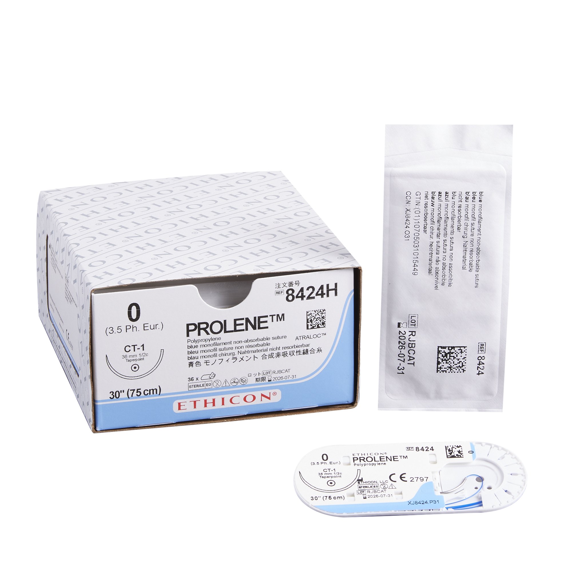 Nonabsorbable Suture with Needle Prolene Polypropylene CT-1 1/2 Circle Taper Point Needle Size 0 Monofilament MK 1140092