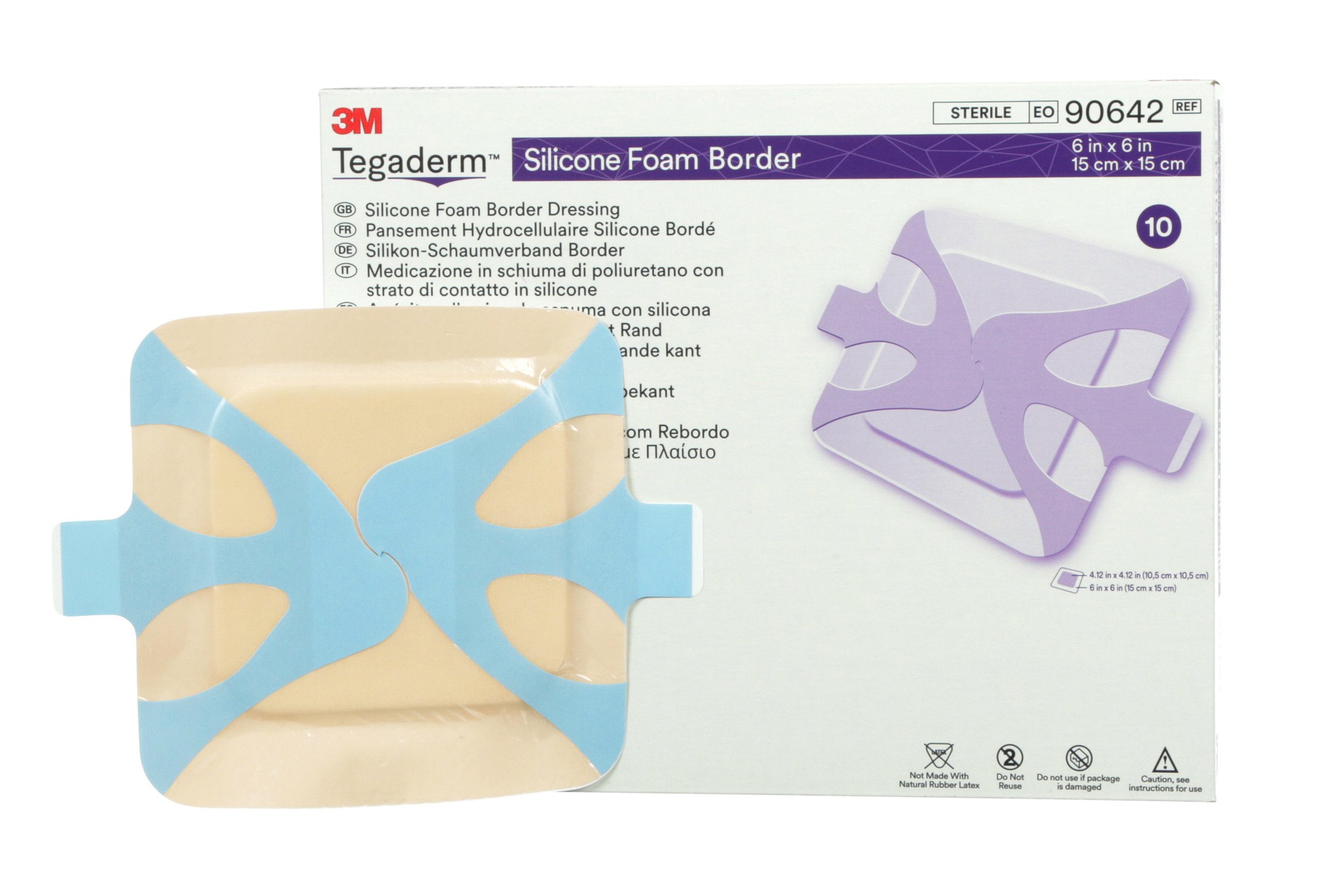 3M Tegaderm Silicone Adhesive with Border Silicone Foam Dressing, 6 x 6 Inch MK 842346