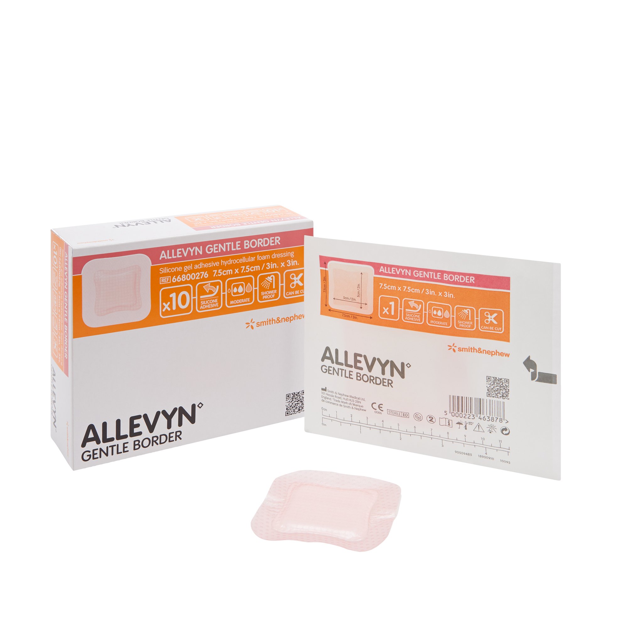 Allevyn Gentle Border Silicone Foam Dressing, 3 x 3 Inch MK 665772