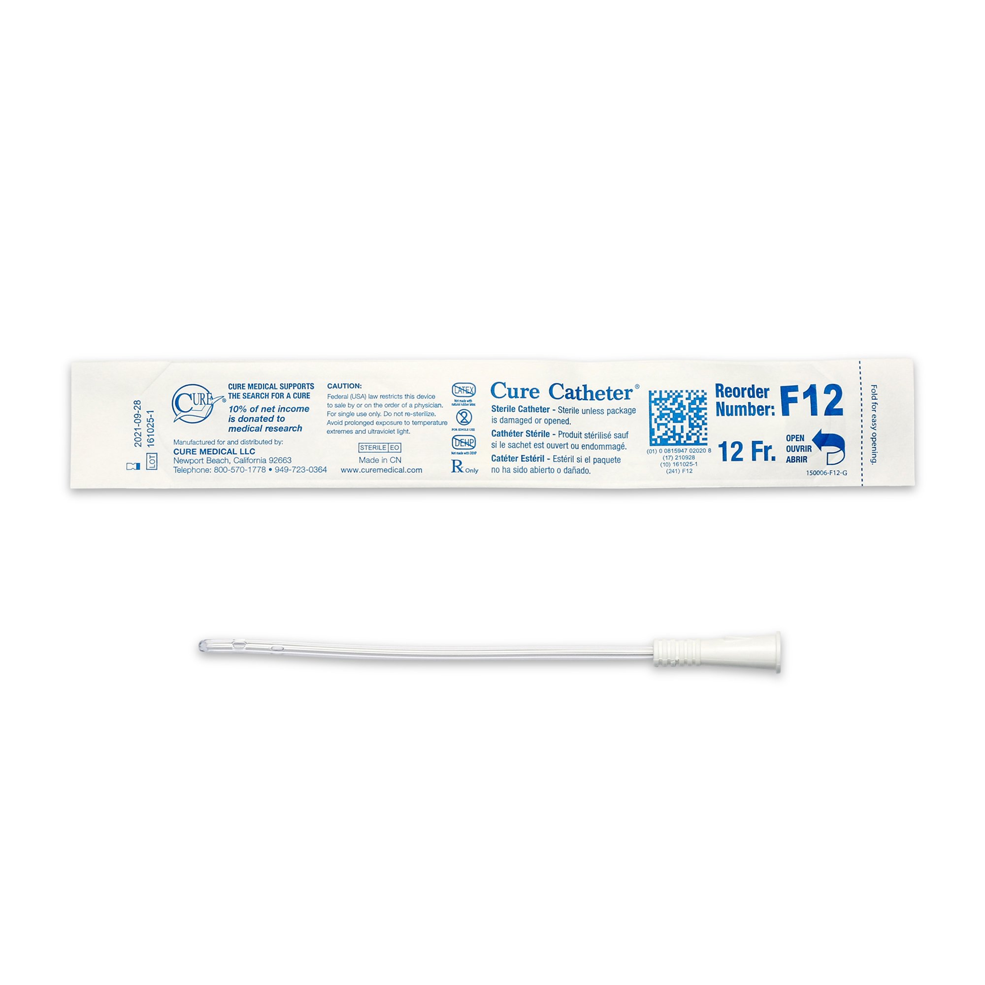Cure Catheter Female Intermittent Catheter, 12 Fr. MK 701372