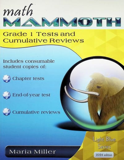 Math Mammoth Grade 1 Test and Review (2026, Full Color)