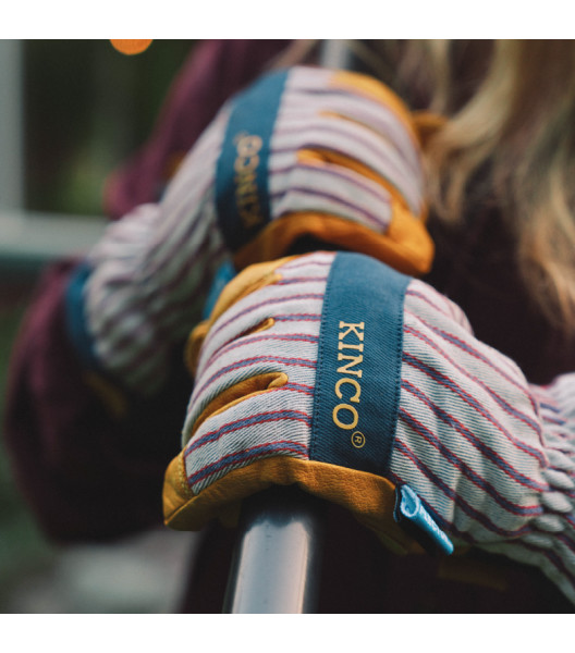 50th Anniversary HydroFlector&trade; Lined Waterproof Premium Grain Buffalo Palm Ski Glove with Gauntlet Cuff, Striped, large