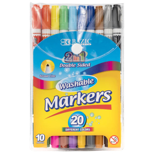 2 in 1 Double-Sided Washable Markers (set of 10)