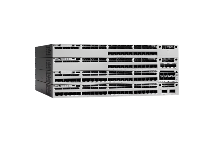 Cisco 3850 24 100Mbps/1/2.5/5/10 Gbps UPOE Ethernet ports, with 1100W AC power supply  1RU, IP Base feature set, WS-C3850-24XU-S, Refurbished