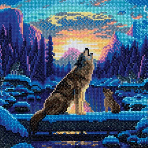 Crystal Art Medium Framed Kit - Howling Wolves