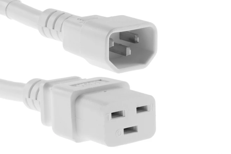 AC power cord, C14 to C19, 14 AWG, 4ft, White