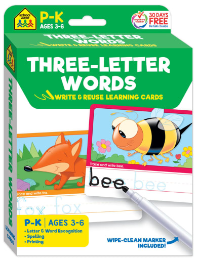 Three Letter Words Write & Reuse Learning Cards