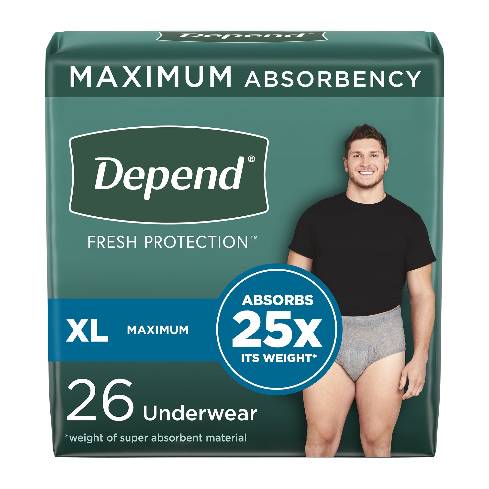 Depend Fresh Protection Men's Maximum Absorbency Underwear, Extra Large MK 1189141