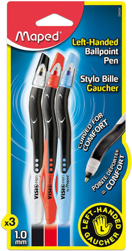 Visio Left Handed Pens - Black, Blue, & Red - (Set of 3)