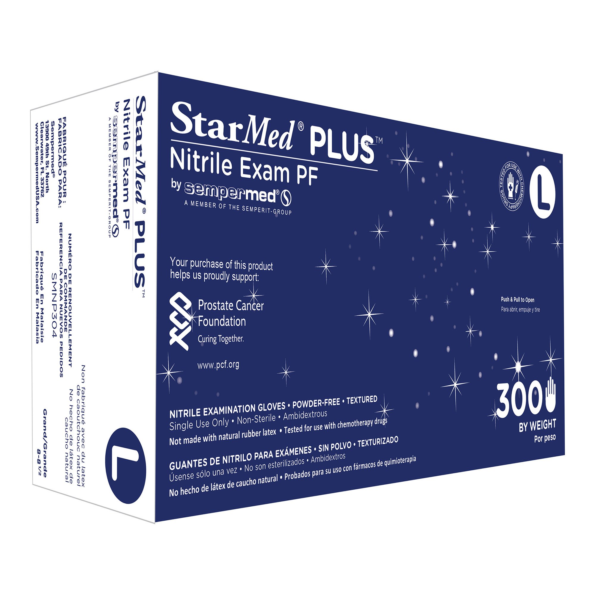 StarMed Plus Nitrile Exam Glove, Large, Blue MK 960646