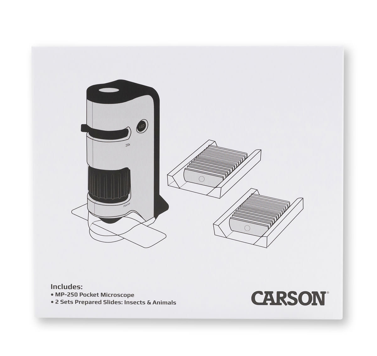 MicroFlip 100x-250x LED & UV Lighted Pocket Microscope Kit with 24 prepared slides