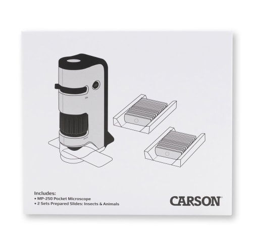 MicroFlip 100x-250x LED & UV Lighted Pocket Microscope Kit with 24 prepared slides