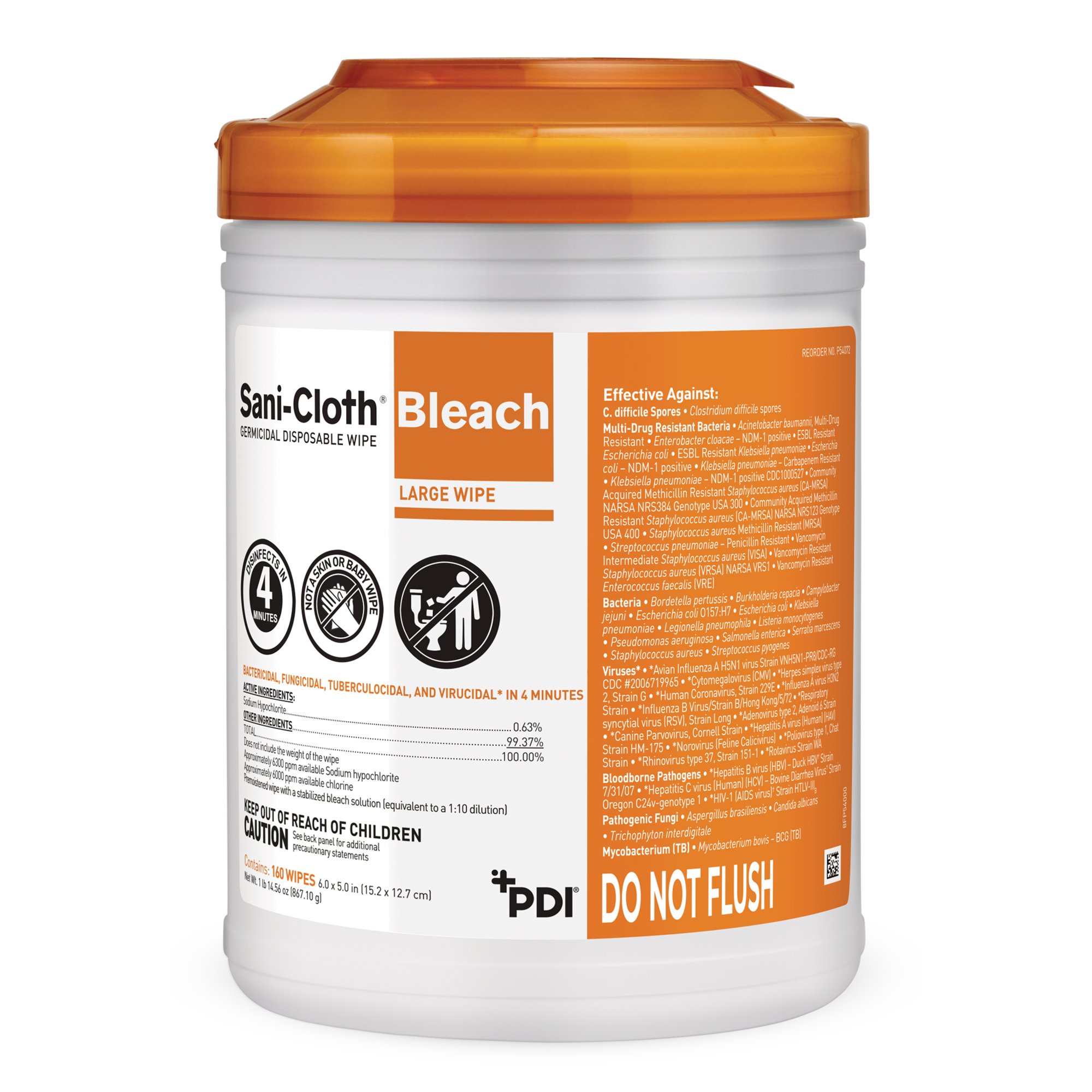 Sani-Cloth Bleach Germicidal Disinfectant Wipe, Canister MK 1184662