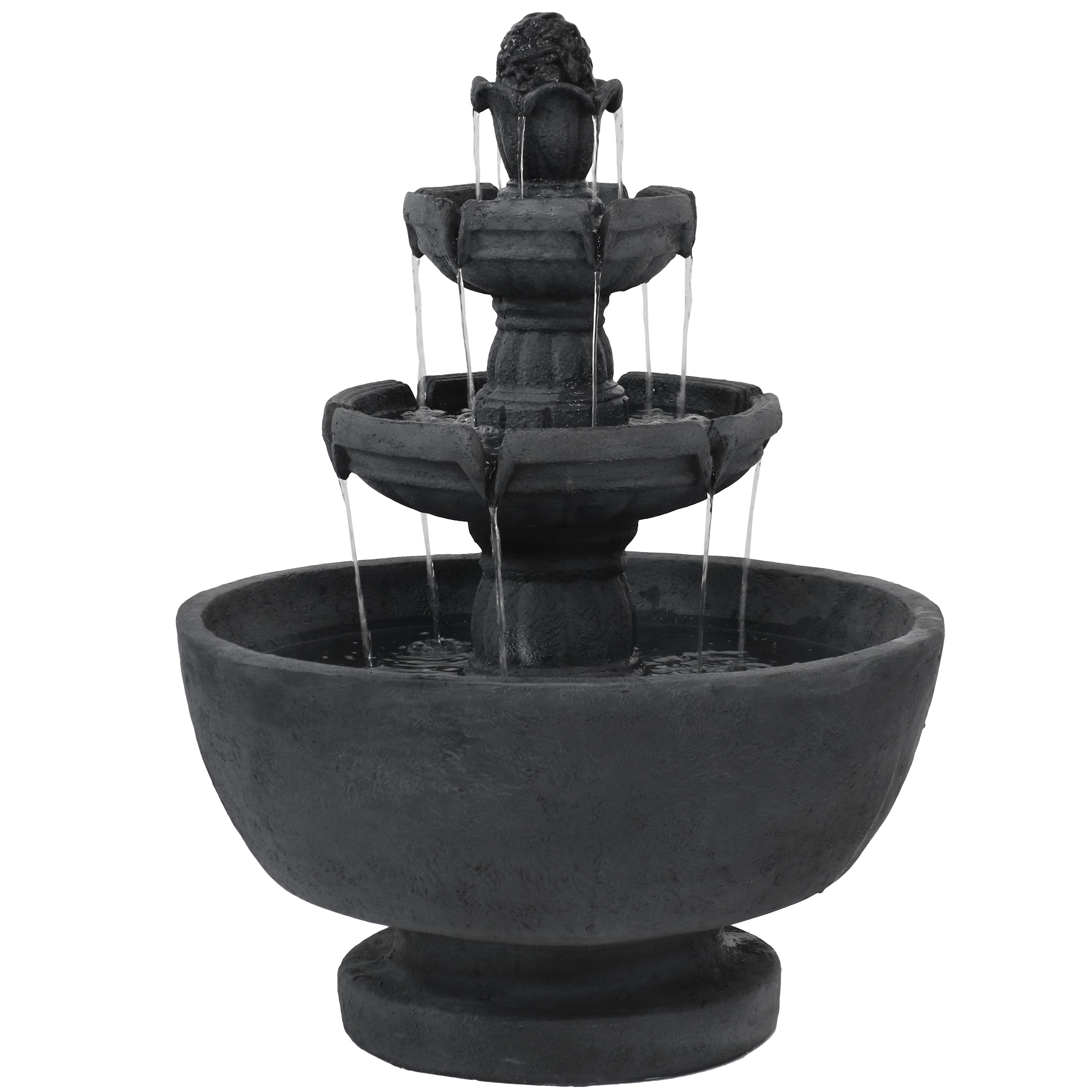 Sunnydaze 3-Tier Budding Fruition Outdoor Water Fountain - 34-Inch