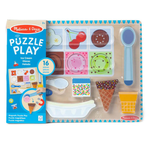 Melissa & Doug Wooden Magnetic Ice Cream Puzzle & Play Set