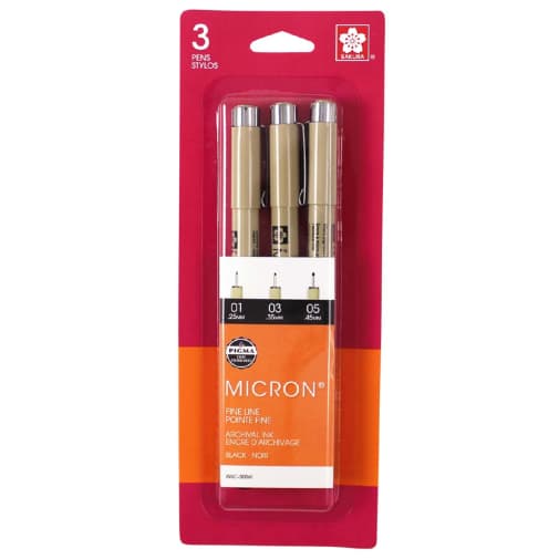 Pigma Micron Black Pen Set (01, 03, 05)