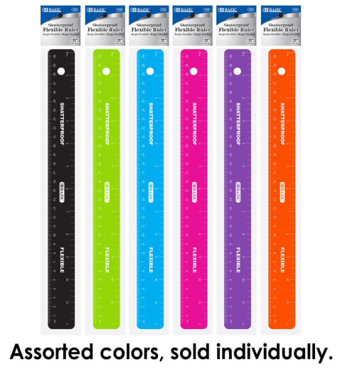 Shatterproof Flexible Ruler 12" (assorted colors)