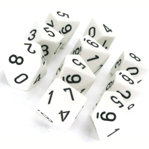 White Ten-Sided Die