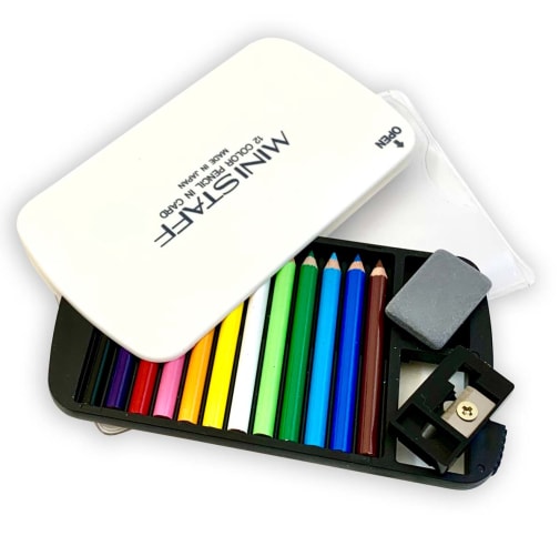 Japanese Mini Pencils: 12 pencils in plastic case with white cover