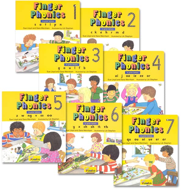 フォニックス学習 フィンガーフォニックス全7巻　Finger phonics Finger Phonics Set of Books 1-7 w/ Print Ltrs