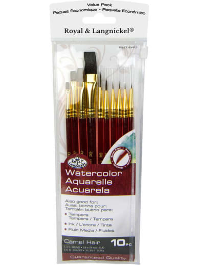 Royal & Langnickel Sable and Camel Hair Paint Brush Set Value Pack (10 piece)