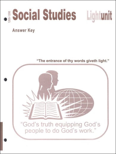 Social Studies 1205-1206 LightUnit Answer Key