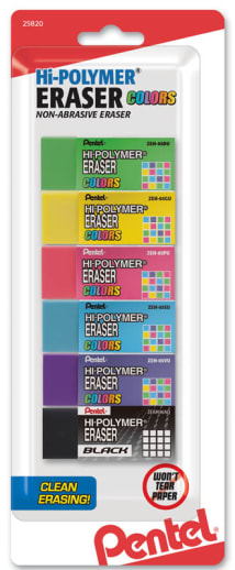 Hi-Polymer Block Eraser Colors, Small, 6 pack