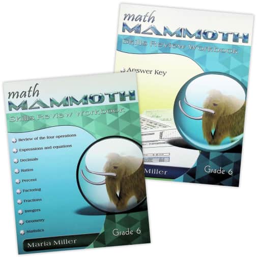 Math Mammoth Grade 6 Color Skills Review Workbook and Answer Key Package