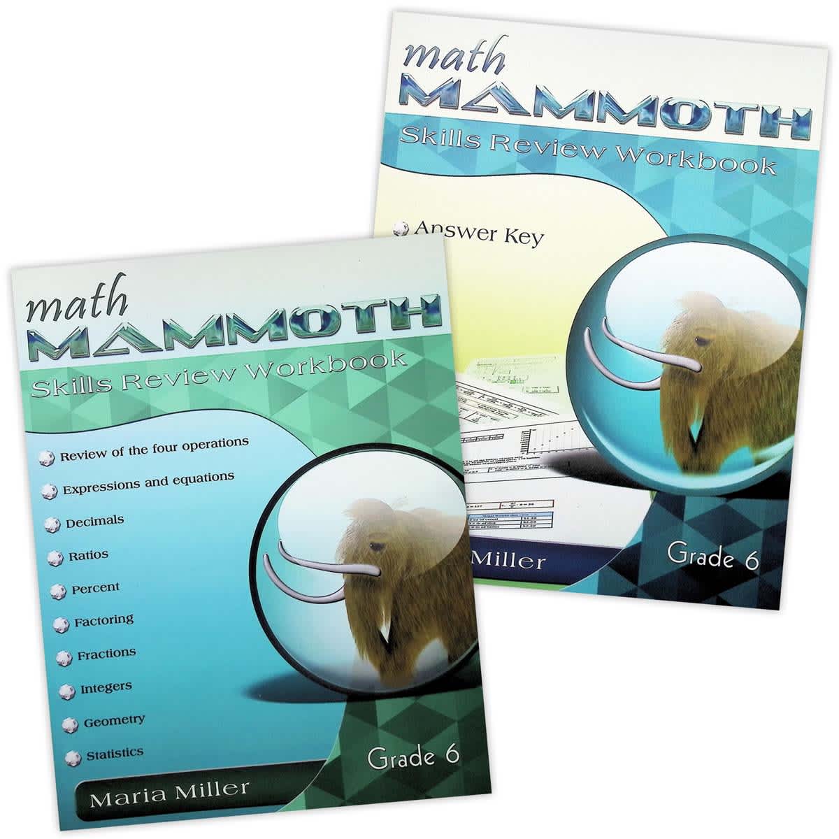 Math Mammoth Grade 6 Color Skills Review Workbook and Answer Key Package