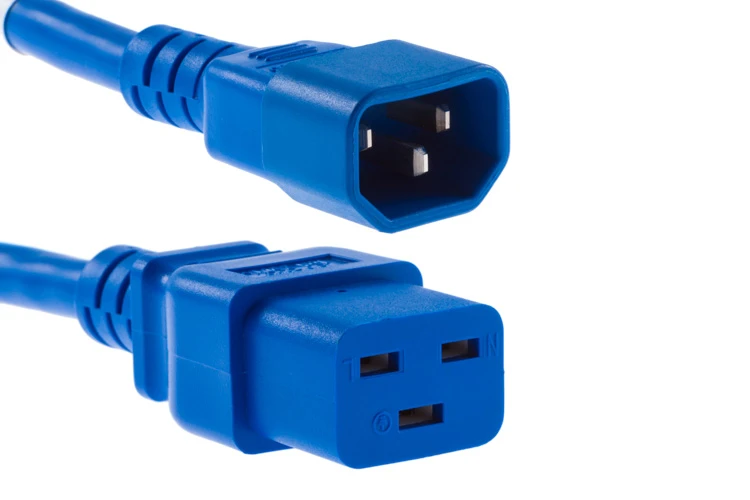 AC Power cord, C14 to C19, 14 AWG, 10ft, Blue