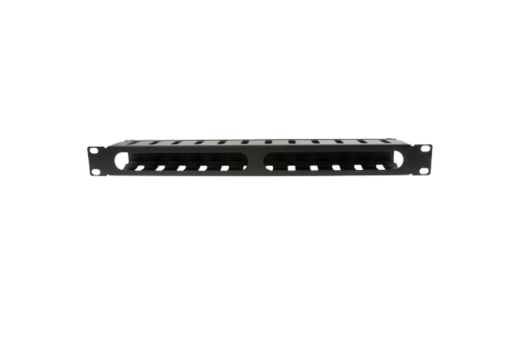19 Inch Rackmount Cable Management, 12 Slot, 1U, Metal, Black
