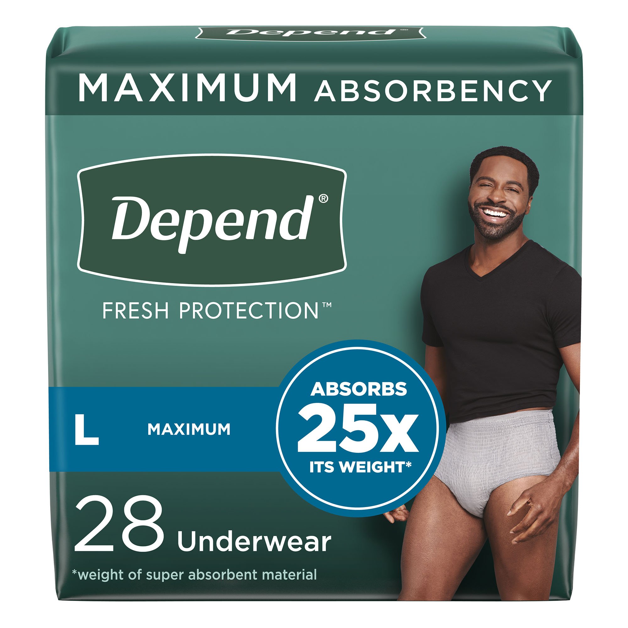 Depend Fresh Protection Men's Maximum Absorbency Underwear, Large MK 1188021