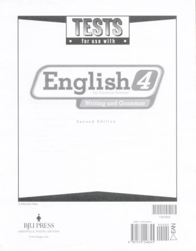 BJU Press English 4 Testpack, 2nd Edition