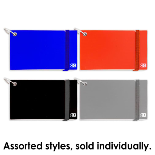 Poly Cover Ruled White Index Cards with Ring 3" x 5" - 100 Count (Assorted Style)