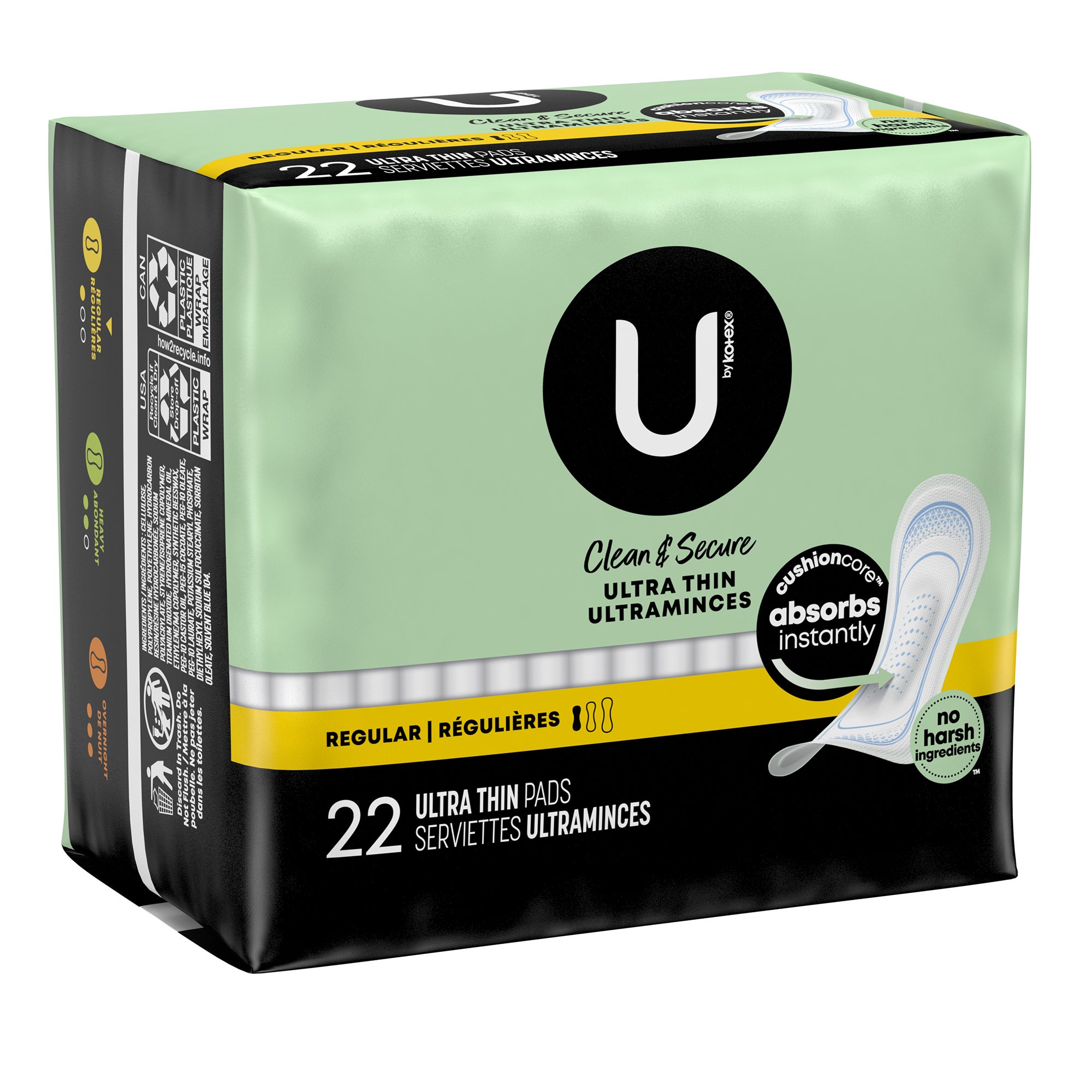 U by Kotex Security Ultra Thin Pad, Regular Absorbency MK 1094708
