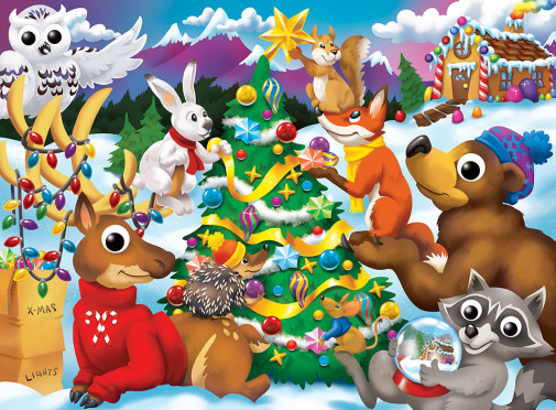 Googly Eyes Puzzle - Around the Christmas Tree (48 piece puzzle)