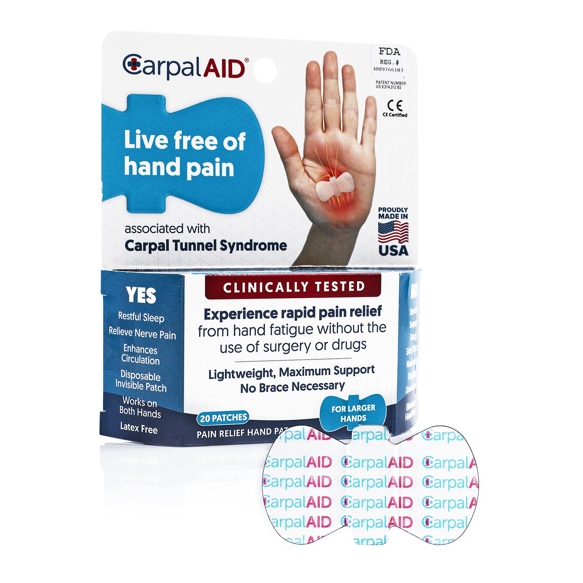 CarpalAid Patch Hand-Based Carpal Tunnel Support, Large MK 1233610