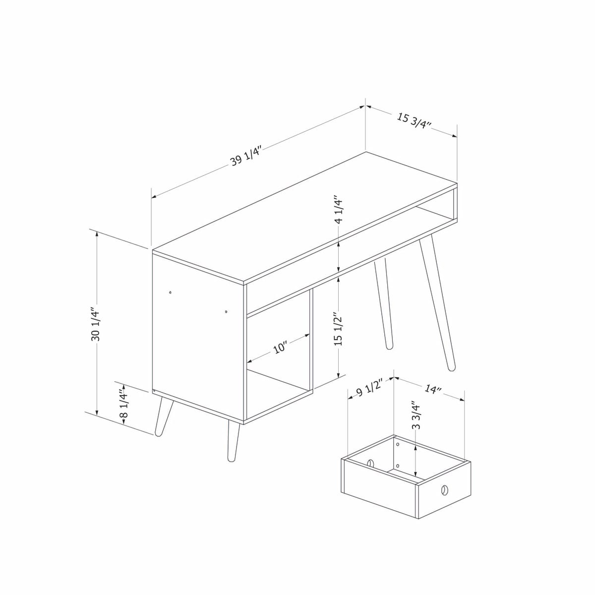 Kodali Solid Wood Computer Desk Desk Home Office Furniture