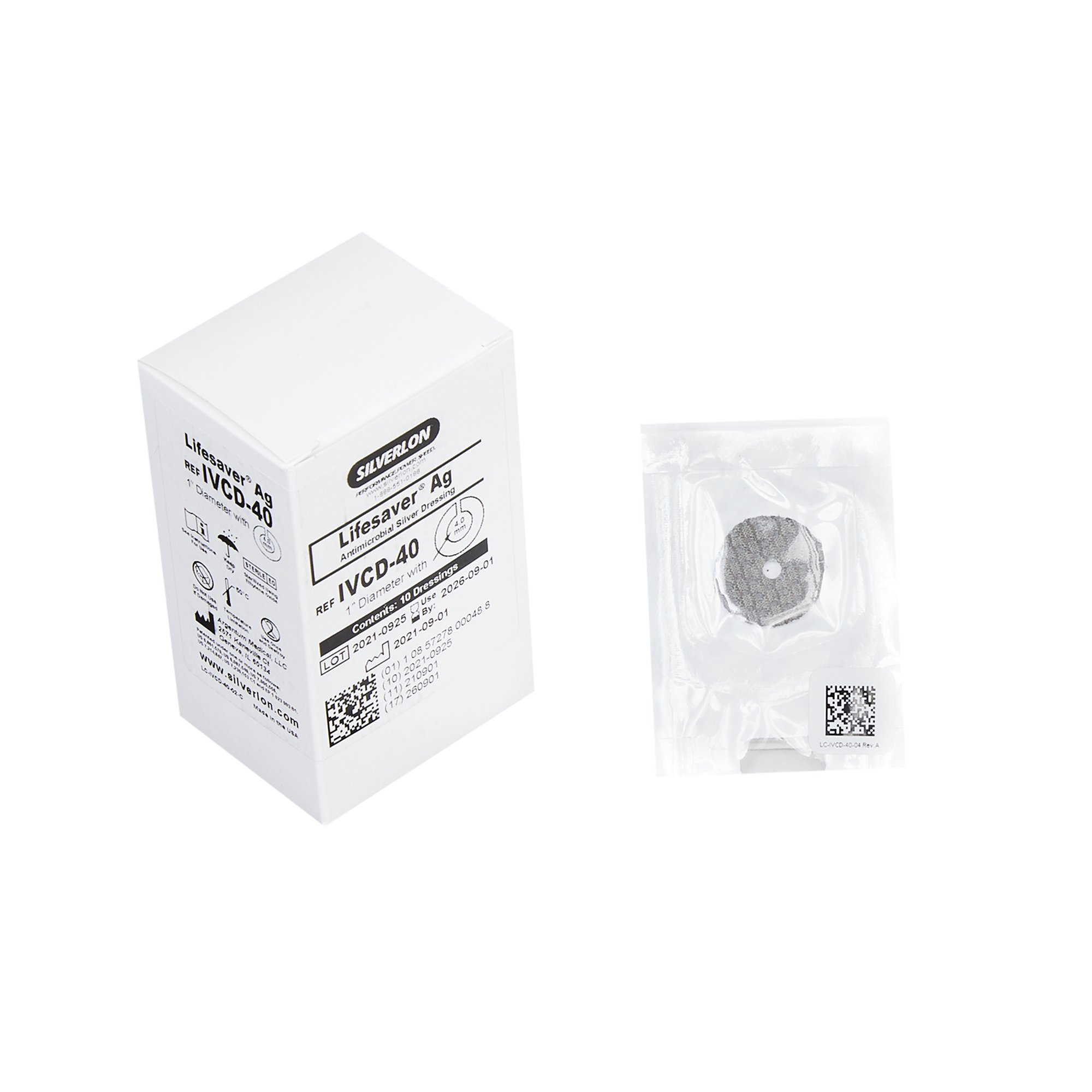 Antimicrobial Catheter Dressing Protective Disc Silverlon Lifesaver AG Foam 1 Inch Diameter with 4 mm Hole Diameter Sterile MK 916711