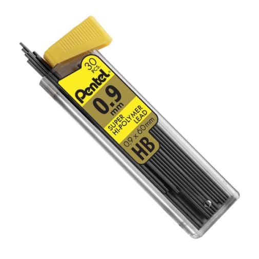 Pentel Super Hi-Polymer Lead Refill HB, 0.9mm, 30 pieces