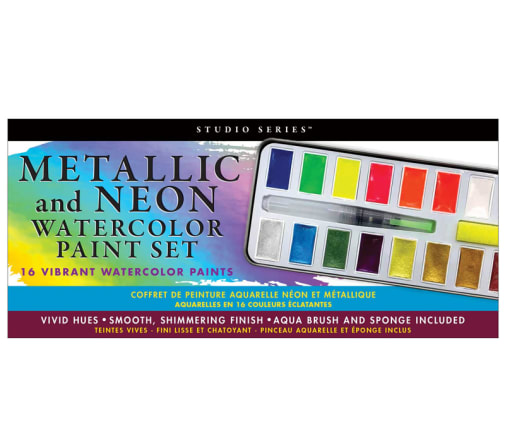 Studio Series Artist's Metallic and Neon Watercolor Paint Set