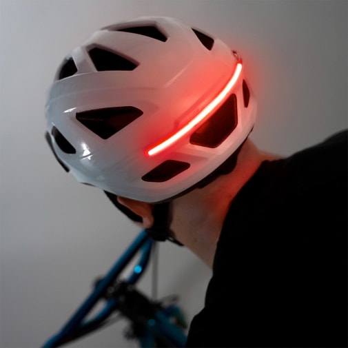 bike helmet w led assorted colors 980171247 Urban Commuter E-Bike with Light up red 3D bendable fin hawk and radical graphics Brightz LED Helmet Light