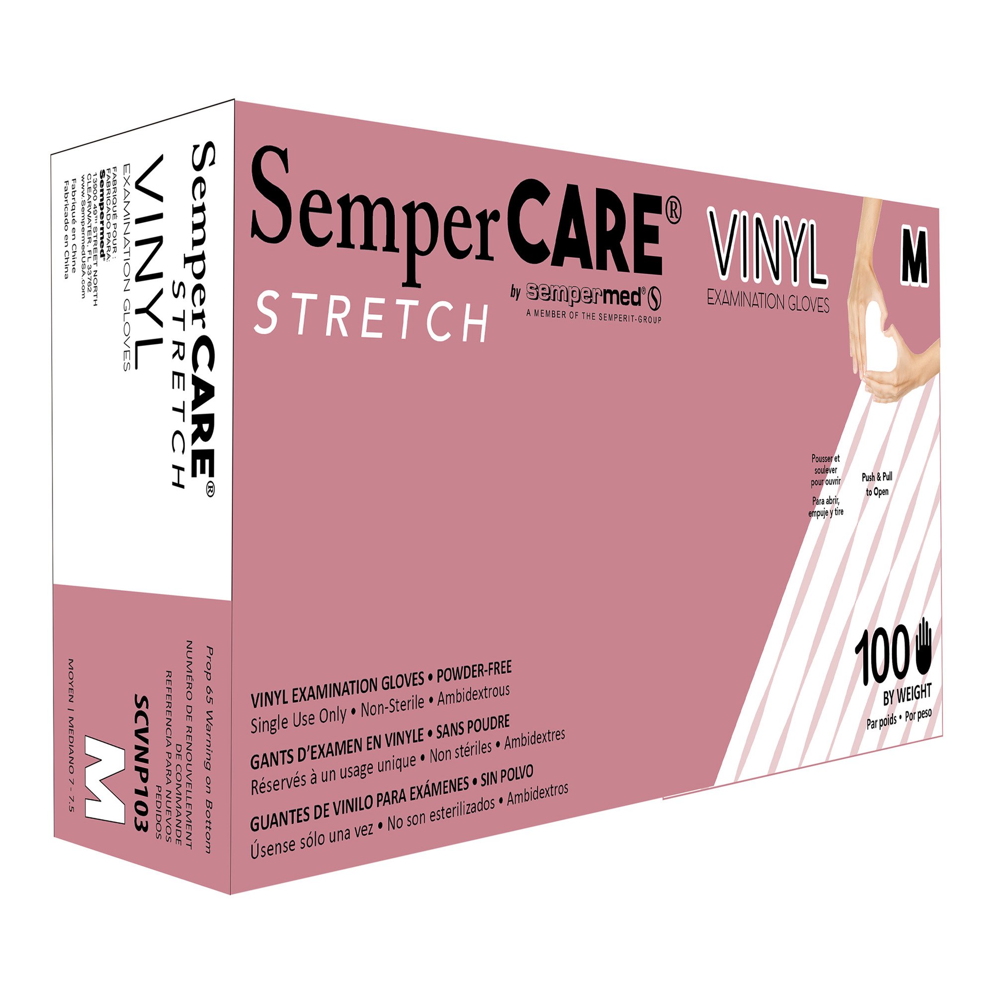 SemperCare Vinyl Exam Glove, Medium, Ivory MK 403580