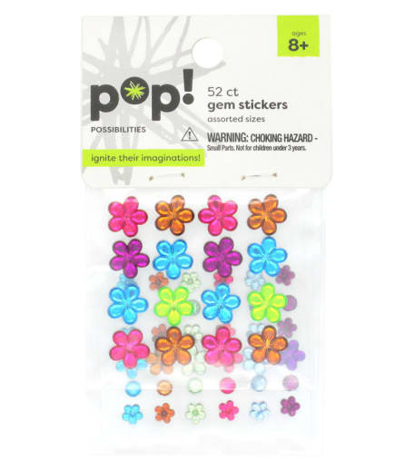 Stick On Flower Rhinestones Vibrant Round (52 pieces)